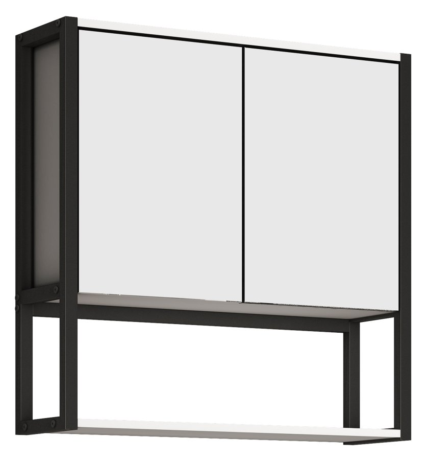 VCM NORDIC Edino badevrelsesskab, m. spejl, 2 lger, 1 hylde - hvid tr