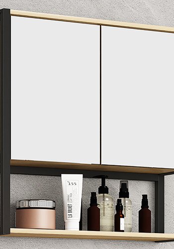 VCM NORDIC Edino badevrelsesskab, m. spejl, 2 lger, 1 hylde - natur tr