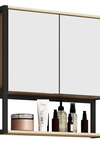 VCM NORDIC Edino badevrelsesskab, m. spejl, 2 lger, 1 hylde - natur tr