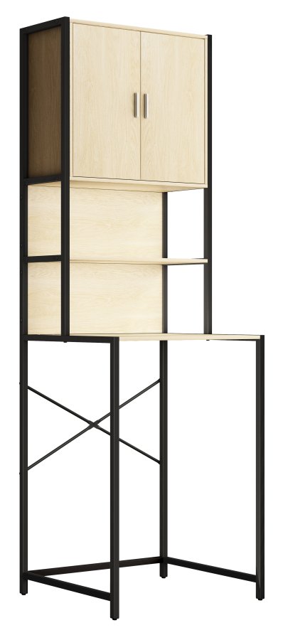 VCM NORDIC Edino skab til vaskemaskine/trretumbler, m. 2 lger, 3 hylder - natur tr