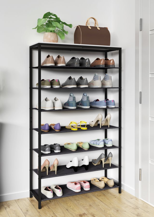 VCM NORDIC Taliro skoreol, m. 7 rum - hvid/sort metal