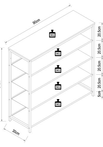 VCM NORDIC Taliro skoreol, m. 4 rum - natur/sort metal