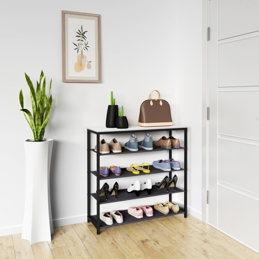 VCM NORDIC Taliro skoreol, m. 4 rum - hvid/sort metal