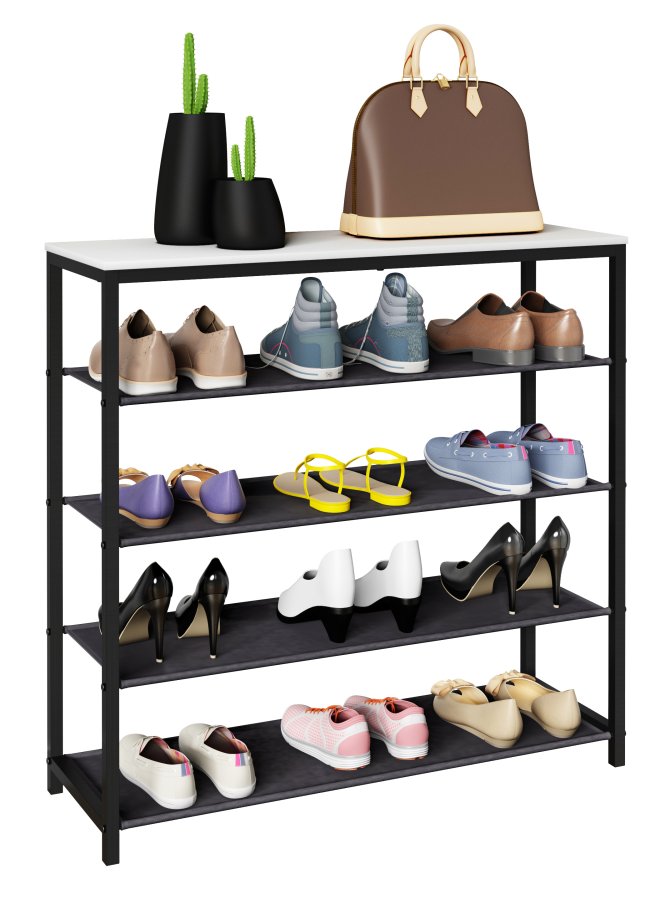 VCM NORDIC Taliro skoreol, m. 4 rum - hvid/sort metal