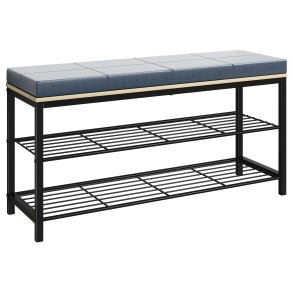 VCM NORDIC Taliro skostativ, m. 2 hylder og polstret bnkesde - natur og sort metal (90x30)