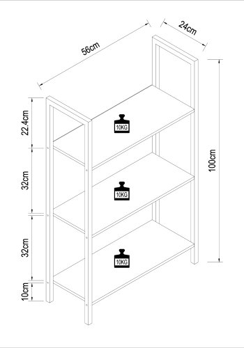 VCM NORDIC Flakos 3 rum reol, m. 3 hylder - natur tr og metal