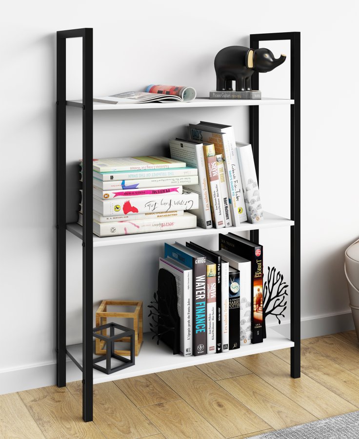 VCM NORDIC Flakos 3 rum reol, m. 3 hylder - hvid tr og metal