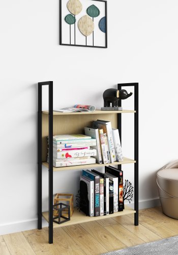 VCM NORDIC Flakos 3 rum reol, m. 3 hylder - natur tr og metal