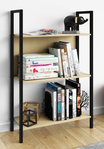 VCM NORDIC Flakos 3 rum reol, m. 3 hylder - natur tr og metal