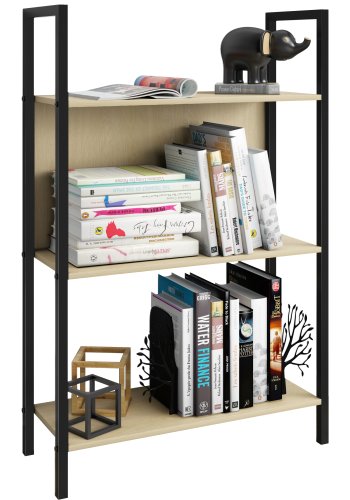 VCM NORDIC Flakos 3 rum reol, m. 3 hylder - natur tr og metal