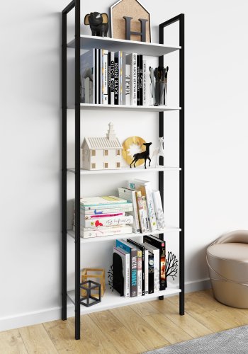 VCM NORDIC Flakos 5 rum reol, m. 5 hylder - hvid tr og metal