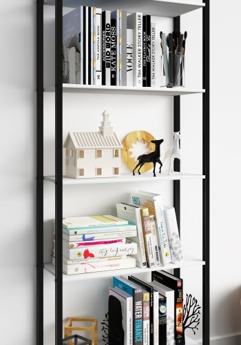 VCM NORDIC Flakos 5 rum reol, m. 5 hylder - hvid tr og metal