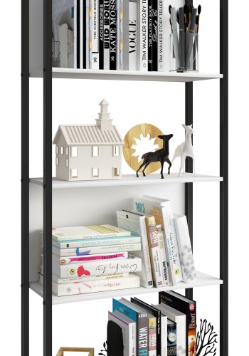 VCM NORDIC Flakos 5 rum reol, m. 5 hylder - hvid tr og metal