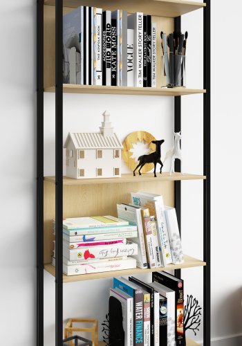 VCM NORDIC Flakos 5 rum reol, m. 5 hylder - natur tr og metal