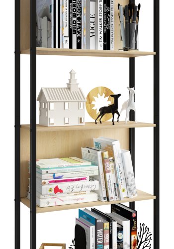 VCM NORDIC Flakos 5 rum reol, m. 5 hylder - natur tr og metal