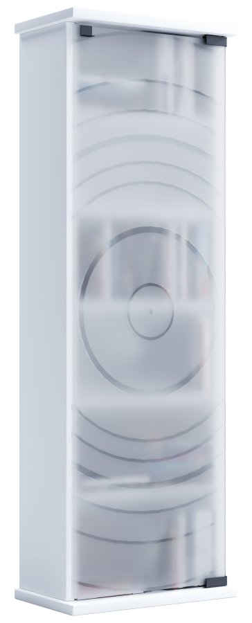 VCM NORDIC Tilano M reol til cd'ere og dvd'er, m. 1 glaslge og 5 hylder - hvid tr