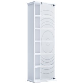 VCM NORDIC Tilano M reol til cd'ere og dvd'er, m. 1 glaslge og 5 hylder - hvid tr