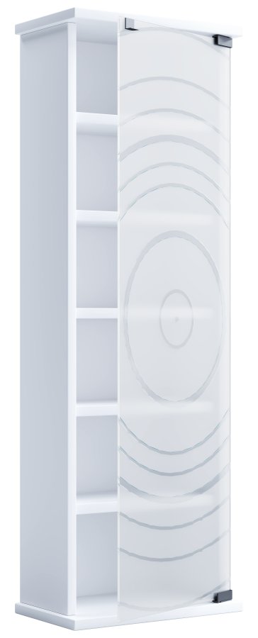 VCM NORDIC Tilano M reol til cd'ere og dvd'er, m. 1 glaslge og 5 hylder - hvid tr