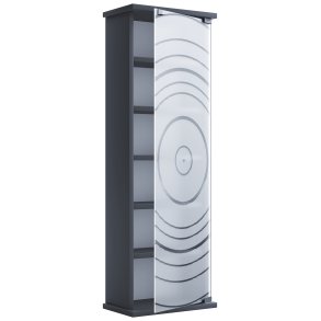 VCM NORDIC Tilano M reol til cd'ere og dvd'er, m. 1 glaslge og 5 hylder - antracitgr tr