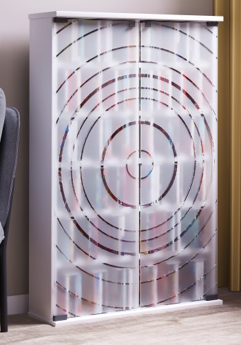 VCM NORDIC Tilano L reol til cd'ere og dvd'er, m. 2 glaslger og 10 hylder - hvid tr