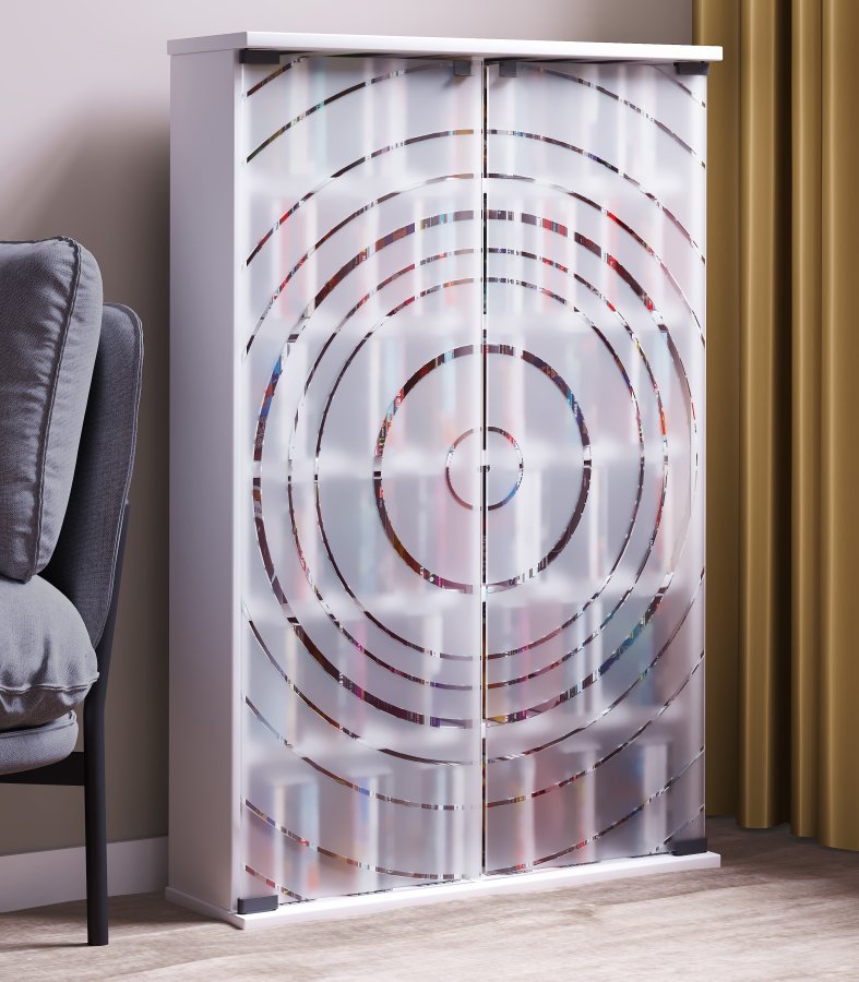 VCM NORDIC Tilano L reol til cd'ere og dvd'er, m. 2 glaslger og 10 hylder - hvid tr