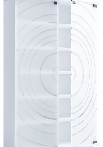 VCM NORDIC Tilano L reol til cd'ere og dvd'er, m. 2 glaslger og 10 hylder - hvid tr