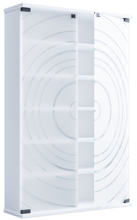 VCM NORDIC Tilano L reol til cd'ere og dvd'er, m. 2 glaslger og 10 hylder - hvid tr