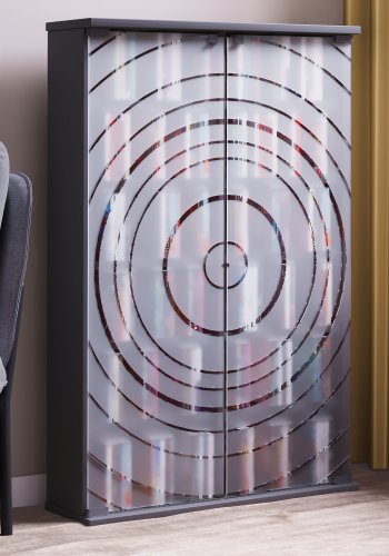 VCM NORDIC Tilano L reol til cd'ere og dvd'er, m. 2 glaslger og 10 hylder - antracitgr tr