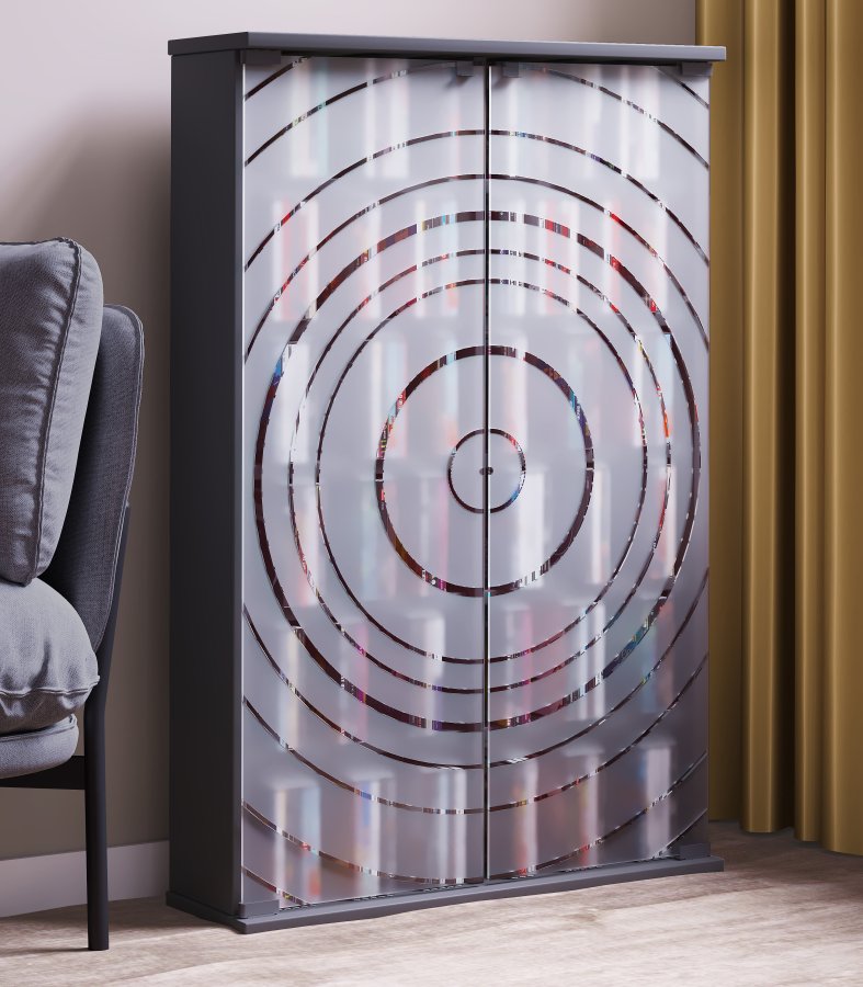 VCM NORDIC Tilano L reol til cd'ere og dvd'er, m. 2 glaslger og 10 hylder - antracitgr tr