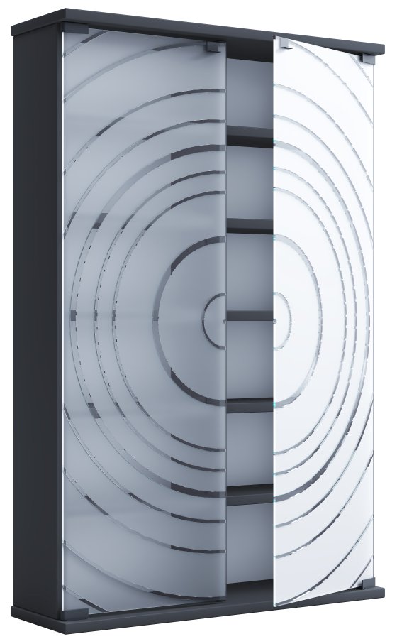 VCM NORDIC Tilano L reol til cd'ere og dvd'er, m. 2 glaslger og 10 hylder - antracitgr tr