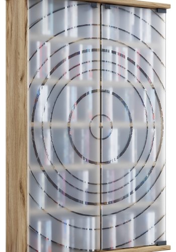 VCM NORDIC Tilano L reol til cd'ere og dvd'er, m. 2 glaslger og 10 hylder - natur tr