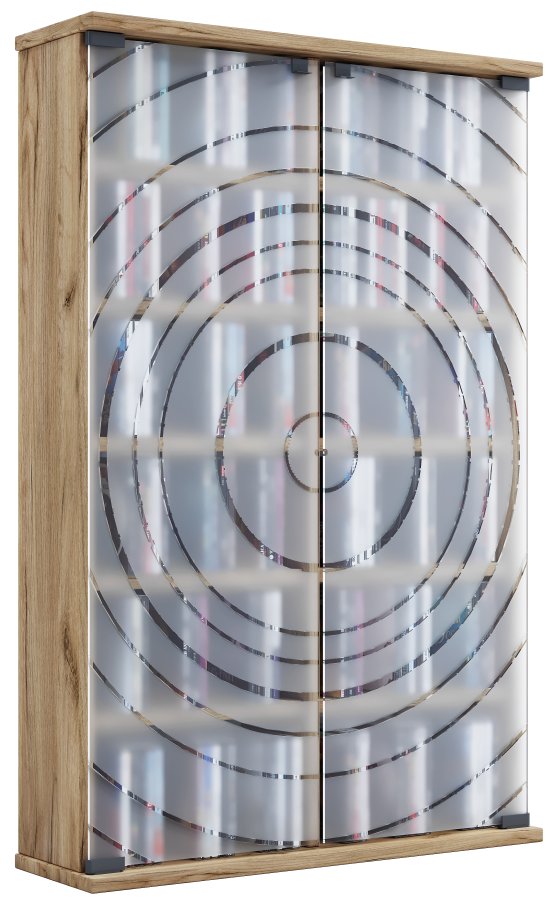 VCM NORDIC Tilano L reol til cd'ere og dvd'er, m. 2 glaslger og 10 hylder - natur tr