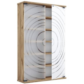 VCM NORDIC Tilano L reol til cd'ere og dvd'er, m. 2 glaslger og 10 hylder - natur tr