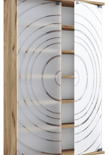 VCM NORDIC Tilano L reol til cd'ere og dvd'er, m. 2 glaslger og 10 hylder - natur tr