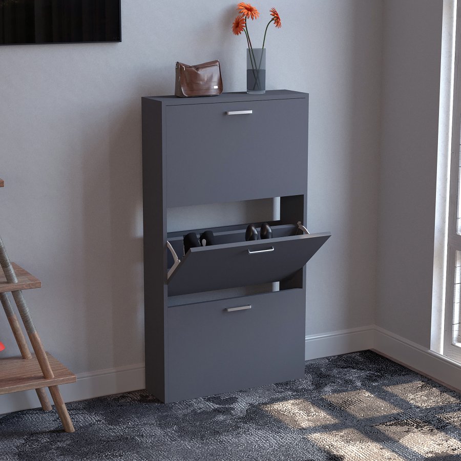 VCM NORDIC Sulos M skoskab, m. 3 lger - antracitgr tr