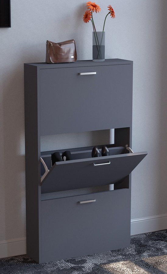 VCM NORDIC Sulos M skoskab, m. 3 lger - antracitgr tr