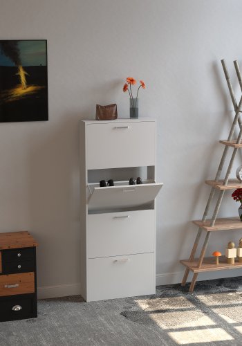 VCM NORDIC Sulos L skoskab, m. 4 lger - hvid tr