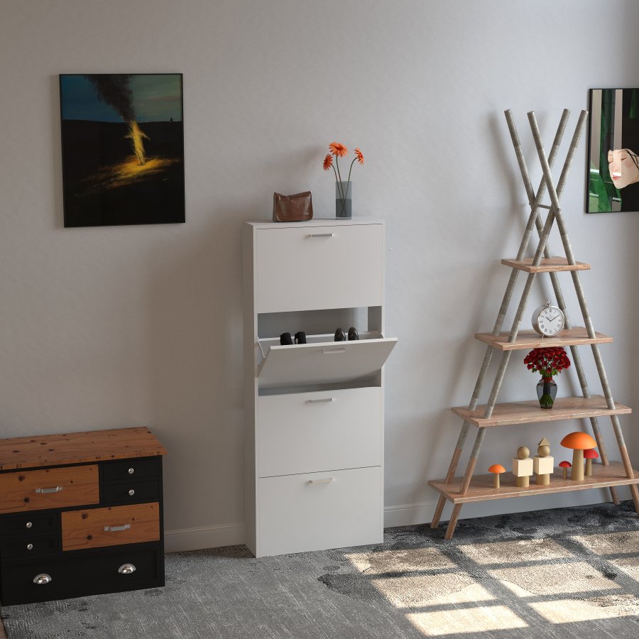 VCM NORDIC Sulos L skoskab, m. 4 lger - hvid tr