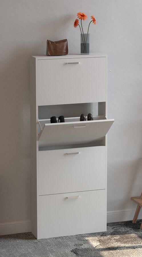 VCM NORDIC Sulos L skoskab, m. 4 lger - hvid tr