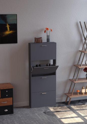 VCM NORDIC Sulos L skoskab, m. 4 lger - antracitgr tr