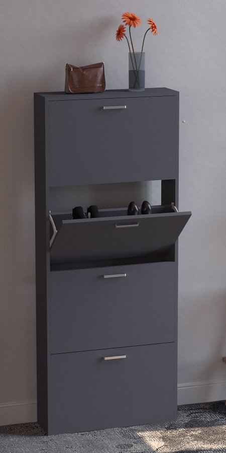 VCM NORDIC Sulos L skoskab, m. 4 lger - antracitgr tr