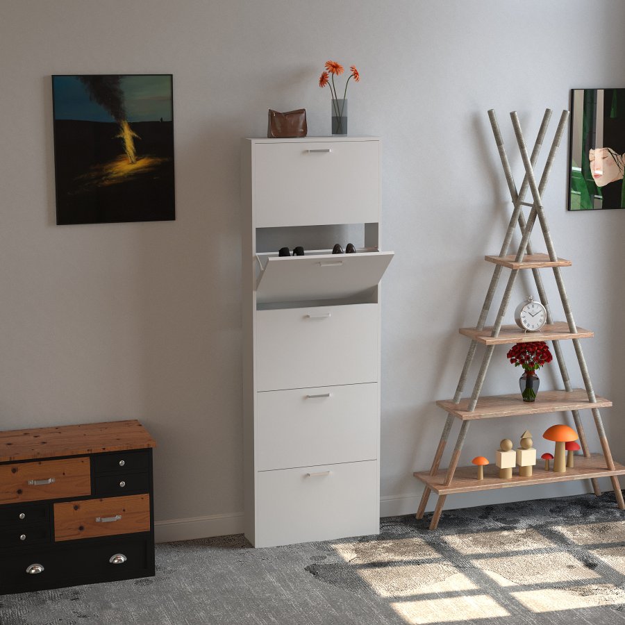 VCM NORDIC Sulos XL skoskab, m. 5 lger - hvid tr