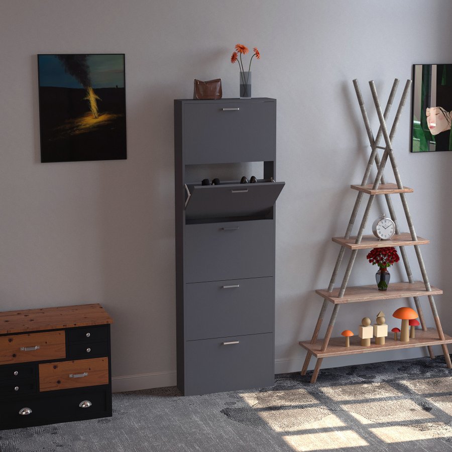 VCM NORDIC Sulos XL skoskab, m. 5 lger - anracitgr tr