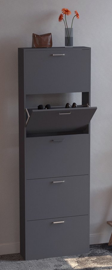 VCM NORDIC Sulos XL skoskab, m. 5 lger - anracitgr tr