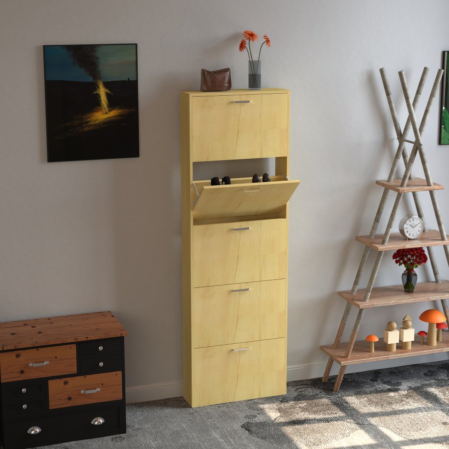 VCM NORDIC Sulos XL skoskab, m. 5 lger - natur tr