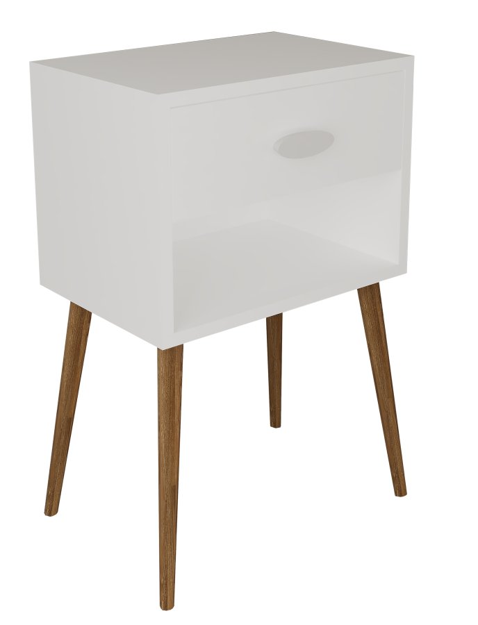 VCM NORDIC Singol XL sengebord, m. 1 rum og 1 skuffe - hvid tr (45x30)