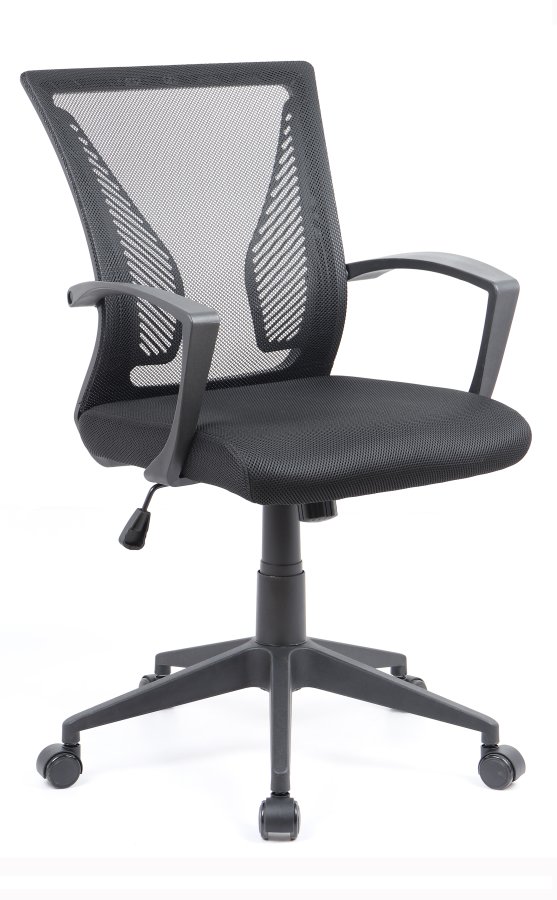 VCM NORDIC Offilo kontorstol, m. armln, hjul, hjdejusterbar - sort nylonfleece, stof, stl