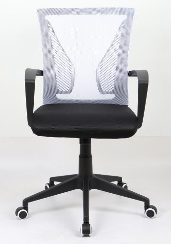 VCM NORDIC Offilo kontorstol, m. armln, hjul, hjdejusterbar - hvid nylonfleece og sort stof/stl