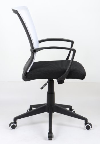 VCM NORDIC Offilo kontorstol, m. armln, hjul, hjdejusterbar - hvid nylonfleece og sort stof/stl