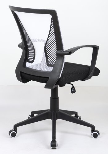 VCM NORDIC Offilo kontorstol, m. armln, hjul, hjdejusterbar - hvid nylonfleece og sort stof/stl